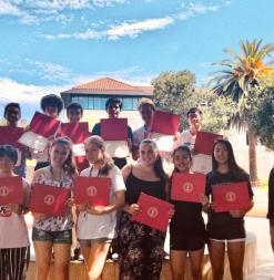 The students in nanobiomaterials pose with their certificates.