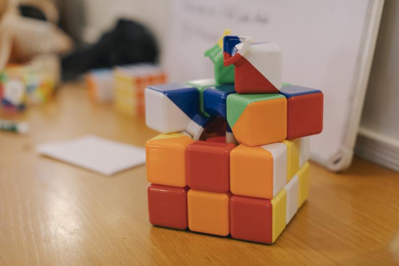 Rubik's cube on desk